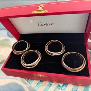 Cartier Gold and Silver Tone Napkin Ring  Set of 4